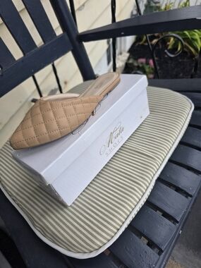 Mata Shoes Quilted Beige Pointed Slip-On Mules